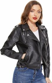 img 2 attached to Fahsyee Faux Leather Motorcycle Jacket For Women - Lightweight And Stylish Plus Size Moto Biker Coat For A Chic Vegan Look