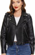fahsyee faux leather motorcycle jacket for women - lightweight and stylish plus size moto biker coat for a chic vegan look logo