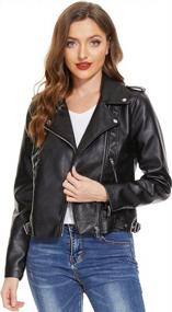 img 3 attached to Fahsyee Faux Leather Motorcycle Jacket For Women - Lightweight And Stylish Plus Size Moto Biker Coat For A Chic Vegan Look