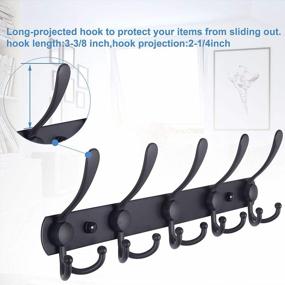 img 1 attached to 2 Pack Wall Mounted Coat Rack With 5 Tri Hooks For Hanging Jackets, Clothes, Hats & Towels - Black