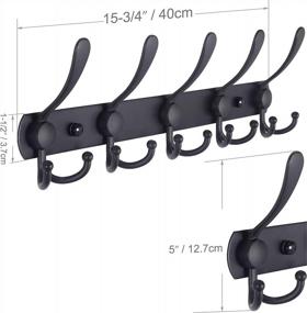 img 2 attached to 2 Pack Wall Mounted Coat Rack With 5 Tri Hooks For Hanging Jackets, Clothes, Hats & Towels - Black