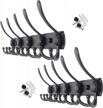 2 pack wall mounted coat rack with 5 tri hooks for hanging jackets, clothes, hats & towels - black logo