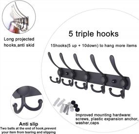 img 3 attached to 2 Pack Wall Mounted Coat Rack With 5 Tri Hooks For Hanging Jackets, Clothes, Hats & Towels - Black