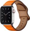 stylish and durable leather band for iwatch - compatible with series 8/7/6/5/4/3/2/1 (orange/silver, 49mm/45mm/44mm/42mm) logo