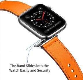 img 3 attached to Stylish And Durable Leather Band For IWatch - Compatible With Series 8/7/6/5/4/3/2/1 (Orange/Silver, 49Mm/45Mm/44Mm/42Mm)