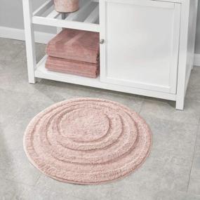 img 1 attached to Light Pink Microfiber Non-Slip Round Spa Mat, Plush Water Absorbent Bathroom Vanity Accent Rug For Bathtub/Shower - Concentric Circle Design, Machine Washable By MDesign Soft