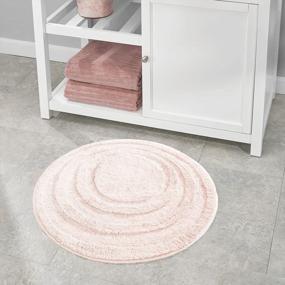 img 3 attached to Light Pink Microfiber Non-Slip Round Spa Mat, Plush Water Absorbent Bathroom Vanity Accent Rug For Bathtub/Shower - Concentric Circle Design, Machine Washable By MDesign Soft