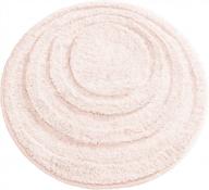 light pink microfiber non-slip round spa mat, plush water absorbent bathroom vanity accent rug for bathtub/shower - concentric circle design, machine washable by mdesign soft logo