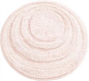 img 4 attached to Light Pink Microfiber Non-Slip Round Spa Mat, Plush Water Absorbent Bathroom Vanity Accent Rug For Bathtub/Shower - Concentric Circle Design, Machine Washable By MDesign Soft