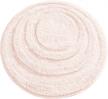 light pink microfiber non-slip round spa mat, plush water absorbent bathroom vanity accent rug for bathtub/shower - concentric circle design, machine washable by mdesign soft logo