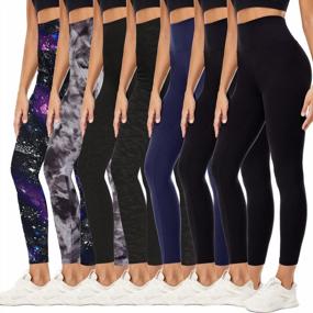 img 4 attached to YOLIX 7 Pack Of Black High Waisted Leggings For Women - Ultimate Softness And Flexibility For Yoga And Workouts