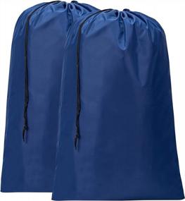 img 4 attached to Большой синий нейлоновый мешок для белья из 2 упаковок - машинная стирка, удобный органайзер для грязной одежды для корзины или корзины для белья, вмещает до 4 загрузок белья