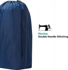 img 2 attached to Большой синий нейлоновый мешок для белья из 2 упаковок - машинная стирка, удобный органайзер для грязной одежды для корзины или корзины для белья, вмещает до 4 загрузок белья