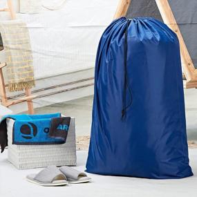 img 3 attached to 2-Pack Large Blue Nylon Laundry Bag - Machine Washable, Convenient Dirty Clothes Organizer For Laundry Hamper Or Basket, Holds Up To 4 Loads Of Laundry
