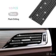 leiwoor 10-pack bling diamond car interior molding trim, car air conditioner vent outlet trim, car interior decoration seal strip line for women - black logo