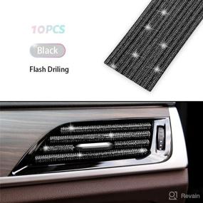 img 4 attached to LEIWOOR 10-Pack Bling Diamond Car Interior Molding Trim, Car Air Conditioner Vent Outlet Trim, Car Interior Decoration Seal Strip Line for Women - Black