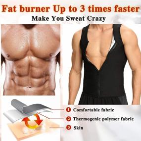img 2 attached to Men'S NonEcho Sweat Sauna Waist Trainer Vest With Zipper - Body Shaper And Workout Tank Top For Enhanced Training Results