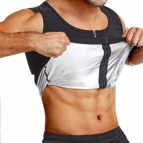 img 4 attached to Men'S NonEcho Sweat Sauna Waist Trainer Vest With Zipper - Body Shaper And Workout Tank Top For Enhanced Training Results