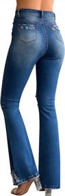 img 3 attached to Roswear Distressed Bell Bottom Denim Pants: High-Waisted Stretch Flare Jeans For Women
