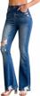 roswear distressed bell bottom denim pants: high-waisted stretch flare jeans for women logo