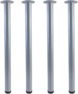 adjustable metal desk legs - 28 inches, set of 4 - ideal for office table furniture (grey) logo