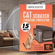 15pcs transparent furniture protectors for cats, couch protector from cats 17x12 inch, durable cat scratch tape with 60 pcs bed skirt pins, self-adhesive, tempered surface logo