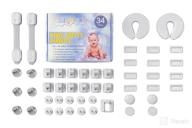 complete 34pcs jollyangels baby proofing kit: magnetic cabinet locks, outlet covers, corner guards, door pinch guards, safety lock straps логотип