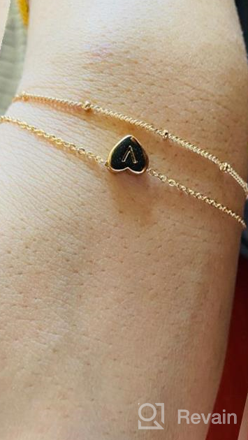 img 1 attached to Turandoss Dainty Heart Initial Bracelets: 14K Gold Filled Personalized Jewelry for Women & Girls review by Amy Peterson