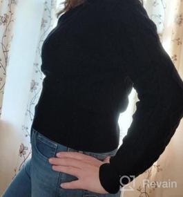 img 6 attached to Сексуальный вязаный укороченный свитер с v-образным вырезом с запахом и кабелем для женщин - сплошной цвет, облегающий джемпер в рубчик от Kisscynest