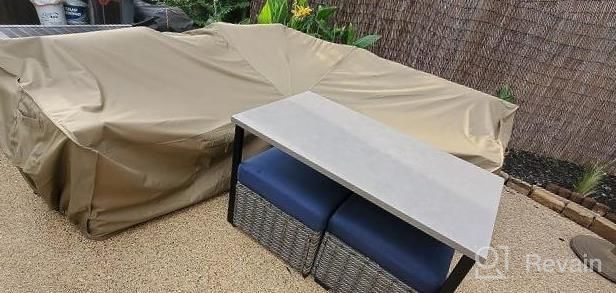 img 1 attached to Waterproof 600D Patio Furniture Cover - Heavy Duty Outdoor Sectional Sofa Cover For L-Shaped-Right Facing Couch, 104" X 83", Ideal For Lawn And Patio Use, In Midnight Black review by Libby Walker