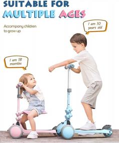 img 3 attached to Складной трехколесный самокат с регулируемой высотой и светодиодными колесами для мальчиков и девочек в возрасте от 2 до 12 лет
