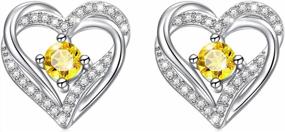 img 4 attached to 925 Sterling Silver Rhodium Plated Cubic Zirconia Forever Love Heart Stud Earrings For Women And Girls - Birthday Gifts Jewelry