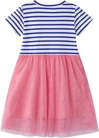 img 3 attached to Ucoolbila Rabirtal Toddler Cartoon Striped Girls' Clothing - Dresses