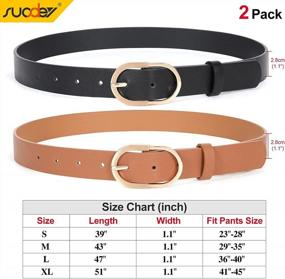 img 1 attached to SUOSDEY 2 Pack Women Leather Belts For Jeans Pants Dress With Fashion Golden Buckle Faux Leather Belt