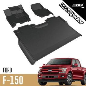 img 4 attached to 🚗 Custom Fit 3D MAXpider All-Weather Floor Mats for Ford F-150 SuperCrew 2015-2022 - Kagu Series (1st & 2nd Row, Black)