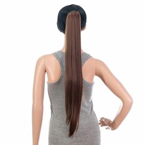 img 3 attached to 28-Inch Synthetic Hair Extensions Ponytail Claw Clip In Dirty Brown-12# For Women By SWACC