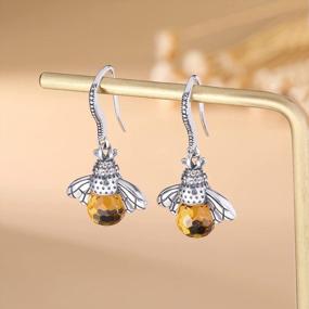 img 1 attached to 925 Sterling Silver Queen Bee Hanging Earrings With Crystal Accents For Women And Teen Girls - Adorable Bee Jewelry For Every Occasion