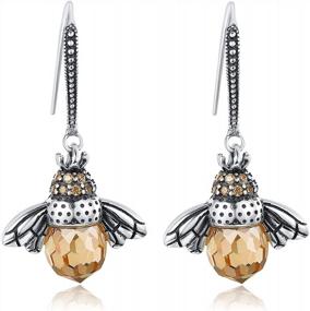 img 4 attached to 925 Sterling Silver Queen Bee Hanging Earrings With Crystal Accents For Women And Teen Girls - Adorable Bee Jewelry For Every Occasion