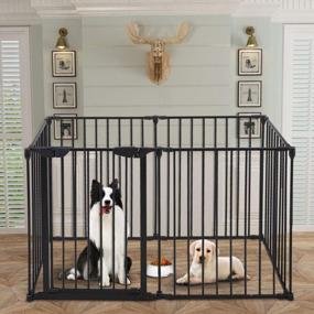 img 3 attached to 4-In-1 Child Safety Fireplace Playpen And Pet Gate: Sandinrayli'S 6-Panel Wide Barrier Metal Fence And Guard In Sleek Black, Spanning 146 Inches