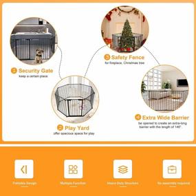 img 2 attached to 4-In-1 Child Safety Fireplace Playpen And Pet Gate: Sandinrayli'S 6-Panel Wide Barrier Metal Fence And Guard In Sleek Black, Spanning 146 Inches