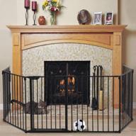 4-in-1 child safety fireplace playpen and pet gate: sandinrayli's 6-panel wide barrier metal fence and guard in sleek black, spanning 146 inches logo
