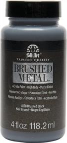 img 3 attached to 4 Oz Black FolkArt Brushed Metal Paint In Assorted Colors