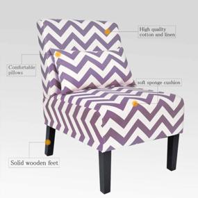 img 3 attached to Enhance Your Living Space With The YOUTLITE Armless Accent Chair In Elegant Mid-Century Design With Wood Leg And Lumbar Pillow - Perfect For Living Room And Bedroom Decor - Available In Purple+White