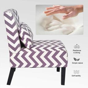 img 4 attached to Enhance Your Living Space With The YOUTLITE Armless Accent Chair In Elegant Mid-Century Design With Wood Leg And Lumbar Pillow - Perfect For Living Room And Bedroom Decor - Available In Purple+White