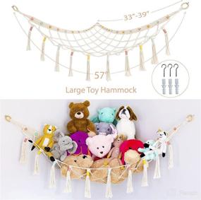 img 3 attached to 🧸 Cuddinio Macrame Stuffed Animal Net or Hammock – Organize and Display Your Stuffed Animals in Style