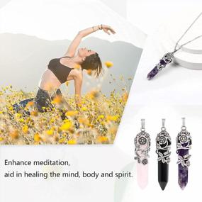img 1 attached to Healing Quartz Crystal Stone Pendant Necklace - Chakra Jewelry For Women & Men