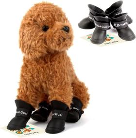 img 4 attached to 🐾 STAR-TOP Pet Antiskid Boots: Skidproof, Elastic, All-Terrain Rubberized Dog Shoes