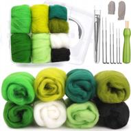 beginner needle felting kit with 8 vibrant colors of wool roving, storage box and essential felting tools with green felting needle - ideal for woolen crafting logo