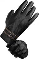lethmik men's fleece-lined touchscreen pu leather winter gloves for texting and driving logo