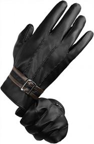 img 4 attached to Lethmik Мужские зимние перчатки из искусственной кожи с сенсорным экраном на флисовой подкладке для текстовых сообщений и вождения